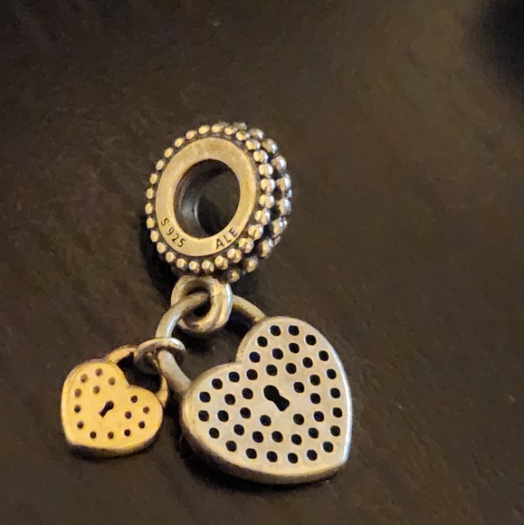 💛 Cute heart silver 🩶 and gold love locks Pandora charm with bag 💫 - Picture 8 of 12